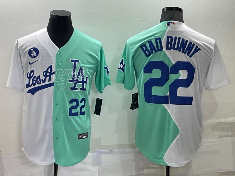 Men Los Angeles Dodgers #22 Bad bunny green white Nike 2022 MLB Jersey